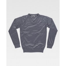 Camisola básica com decote em bico em ponto fino 155gm